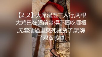 【2_2】大屌湿湿三人行,两根大鸡巴在眼前爽得不懂吃哪根,无套插逼里爽死骚货了,玩嗨了双双喷精